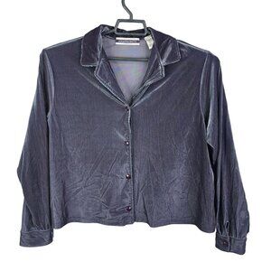 Womens Vintage Velvet Amanda Smith Shirt Button-Up Stretch Long Sleeve Size XL